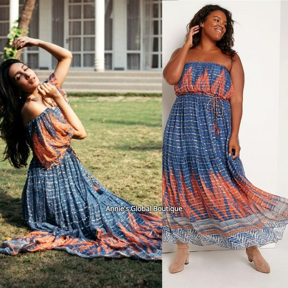 RARE NWT ANTHROPOLOGIE Nora Tasseled Maxi Dress - Picture 4 of 14